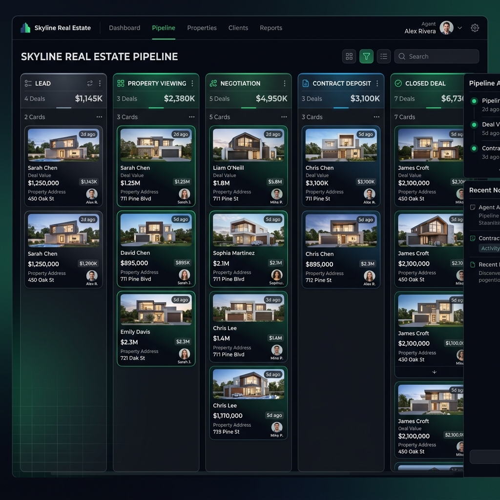 BrokerHome Deal Pipeline Kanban
